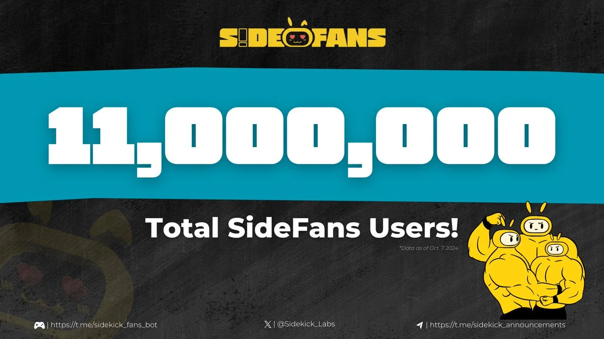 SideFans Telegram User Size reaches 11,000,000!